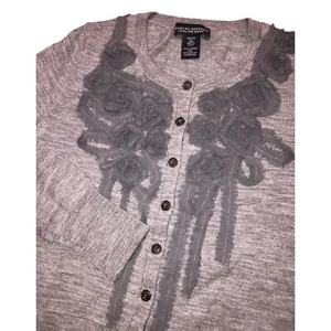 Cárdigan suéter de lana merino con apliques florales Banana Republic Petite XS para mujer - Imagen 1 de 7