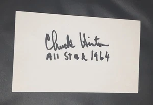 CHUCK HINTON OUTFIELDER INDIANS SENATORS AUTOGRAPHED SIGNED INDEX CARD 3X5 E - Picture 1 of 1