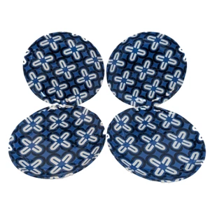 Nautica Plate (4) Salad Dessert 6.75" Melamine White Blue Scalloped Geometric - Picture 1 of 8