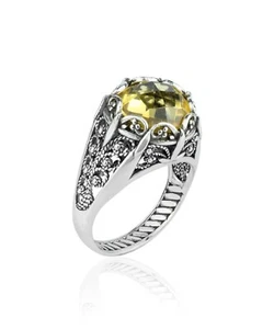 Sterling Silver Filigree Art Citrine Gemstone Women Cocktail Ring - Picture 1 of 67