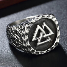 Men Norse Viking Valknut Ring Stainless Steel Odin Symbol Warrior Amulet Gift