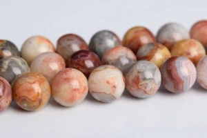 Cuentas sueltas redondas de 8-9 mm de encaje rojo natural genuino grado ágata AAA 15" - Imagen 1 de 3
