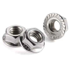 Flange Hex Nuts (Serrated) A2 Stainless Steel M3 M4 M5 DIN 6923 - Picture 1 of 3