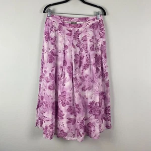J. Jill Purple Floral A-Line Linen Maxi Skirt Size 4P Cotton Lined Side Zip - Picture 1 of 11