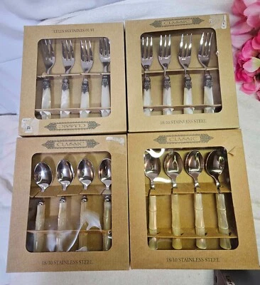 16-I. Godinger 18/10 из нержавеющей стали чайная ложка и салат вилка швабра ручки Италии комплект - Изображение 1 из 4