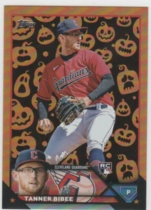 2023 Topps Update Tanner Bibee Jack-O-Lantern Foil Rookie RC #US168 Guardians - Picture 1 of 1