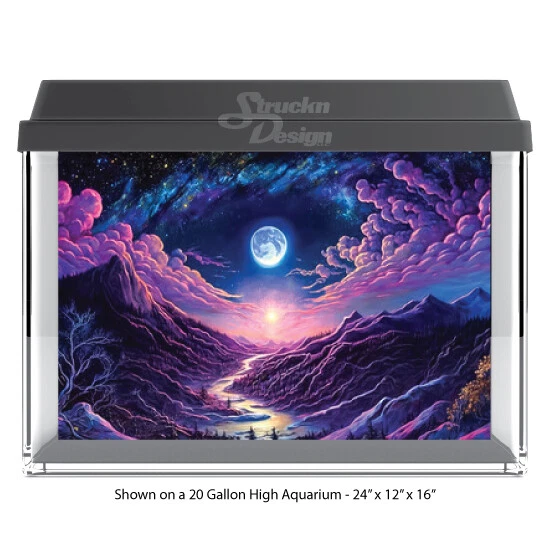 Brillante Nube Púrpura Luna Poliéster Pecera Telón de Fondo de Vidrio Fondo de Acuario Foto 1 de 1