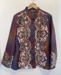 SOFT SURROUNDINGS Maija Ombre Embellished Jacket Sz Large NWOT - Picture 1 of 6