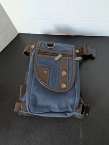 AOLAILUD ALUD  Tactical Thigh Drop Bag Fanny Pack Blue And Brown - Picture 1 of 5