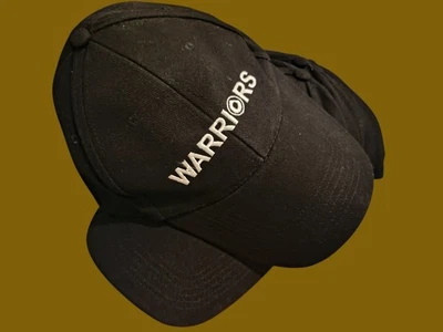 Black "WARRIORS" Embroidered Baseball Cap - Hard Front, Adjustable Metal Strap - Image 1 of 4