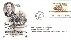 Frederic Remington Famous American Artist Oct. 9 1981 Mail Cover FDC - Picture 1 of 1