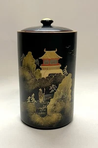 Vintage Japanese Black Lacquer Pagoda Caddy - Picture 1 of 6