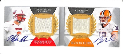 2013 Exquisite Mike Glennon Ryan Nassib Book Mark Jersey Auto Booklet #48/60 - Image 1 of 2