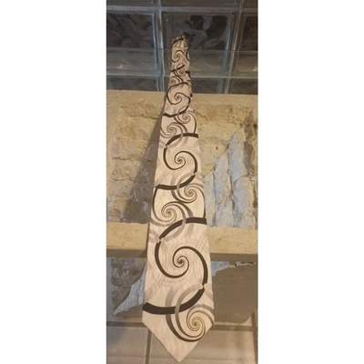 Enrico Capucci Pure Silk Tie White Geometric Rome Mens Classic Hand Made - Image 1 of 3