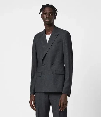 Blazer Dayton Allsaints Para Hombre Gris Oscuro A Cuadros 2 Piezas Doble Pecho EE. UU. 34 Foto 1 de 4