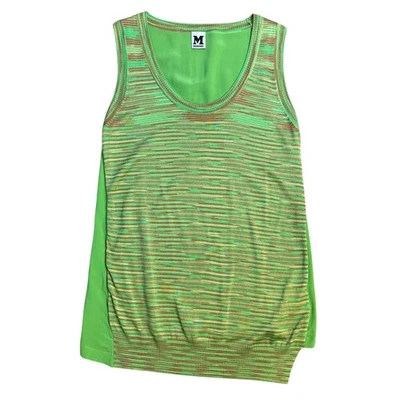 Túnica sin mangas verde M Missoni para mujer 100 % seda a rayas horizontales cuello redondo talla 2 Foto 1 de 4