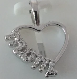 Ciondolo cuore lucido argento sterling 925 originale festa della mamma per mamma 18x15mm - Foto 1 di 8