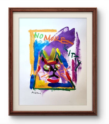 Papel de pintura expresionista abstracto arte original KITTY 14x11 Foto 1 de 4