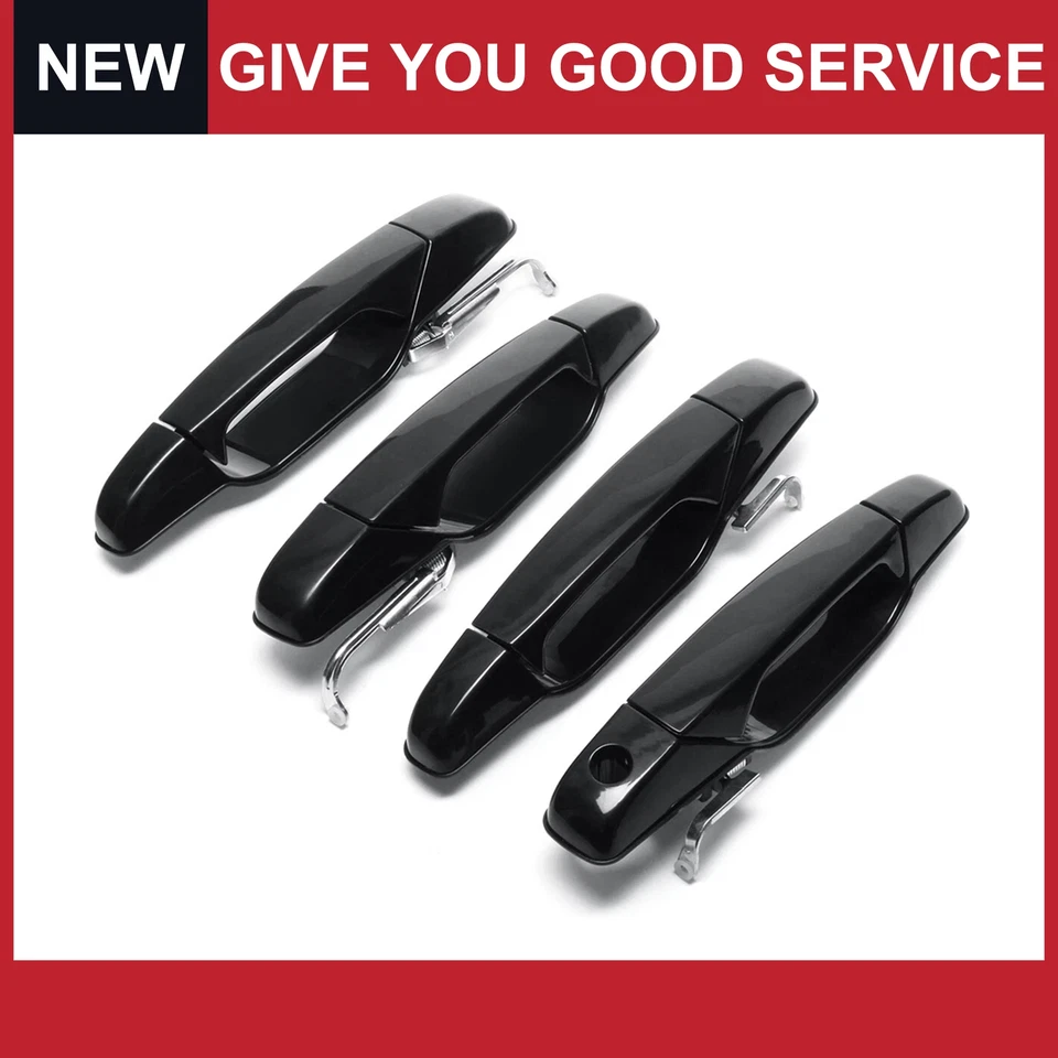 4X Door Handle Gloss Black Fits 2007-2014 Chevy Tahoe Silverado GMC Yukon Sierra Foto 1 de 4