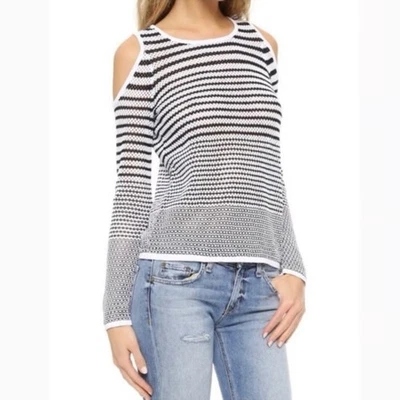 Suéter tejido hombro frío Rag & Bone Quinn para mujer S negro blanco a rayas clásico Foto 1 de 4