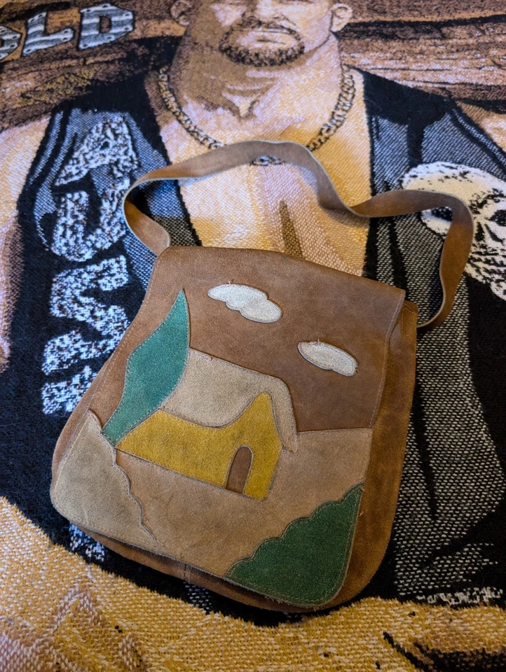 Vintage Suede Hippie Western Shoulder bag Multi Color Boho 60s 70s 80s Brown  - Image 1 of 4