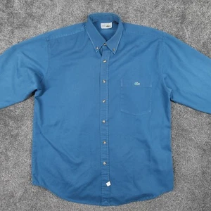 Negligee Lacoste Hemd Gr. XL 17,5 Blau Langarm Baumwolle Fronttasche Herren - Bild 1 von 17
