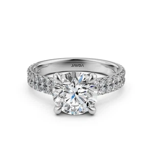 Runder U-Schliff Krappen besetzter Diamant Verlobungsring GIA E VVS2 14k Weißgold 1 kt - Bild 1 von 4