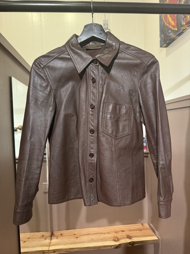 Giacca donna pelle marrone PRADA taglia 40 buone condizioni piccola punto largo sul braccio