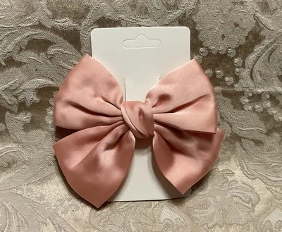 Pink Satin Stylish Ribbon Bow Knot Hair Clip All Hair Types Non Slip - Image 1 of 4