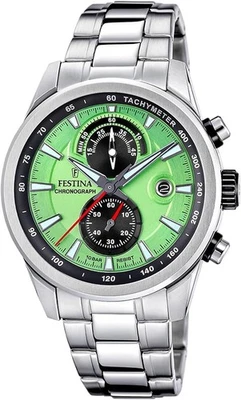 Orologio Festina Uomo Acciaio Quadrante Verde Cronografo _F20694-3 - Immagine 1 di 2