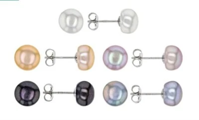 Multi-Color Cultured Freshwater Pearl Rhodium Over Sterling Silver Stud Earrings - Image 1 of 4