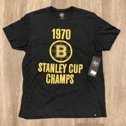 ‘47 Brand NHL Boston Bruins 1970 Stanley Cup Champs Black T-Shirt Sz Lg Cover