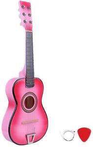 23” Mini Acoustic Guitar Wood Beginner Pink Toy Guitarra Kids Gift Instrument