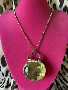 Betsey Johnson Vintage Fishbowl Fish Bowl Pearl Lucite Bottle Necklace RARE
