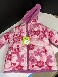 NWT Girls 2T Months Falls Creek REVERSIBLE Coat Jacket Flower Faux Fur - Picture 1 of 5