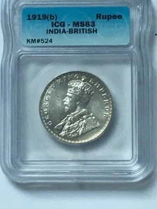 1919 B British India Rupee KM524 ICG MS63 - Picture 1 of 4