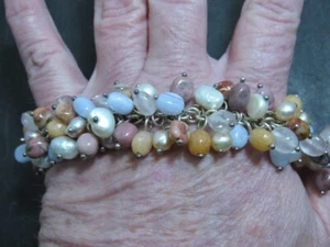 Sterling Silver Whitney Kelly Gemstone Pearl Beaded Bracelet - Picture 1 of 13