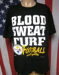 PITTSBURGH STEELERS Football Ain’t Pretty tee NFL Blood Sweat Turf T shirt 1994 - Picture 1 of 3