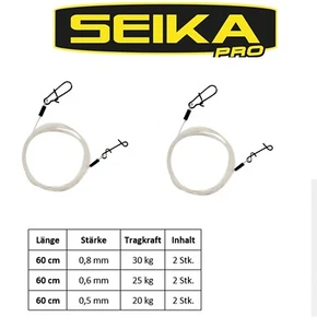 Seika Pro Vorfach Fluorocarbon mit No Knot und Karabiner 60 cm Spinnvorfächer - Bild 1 von 4