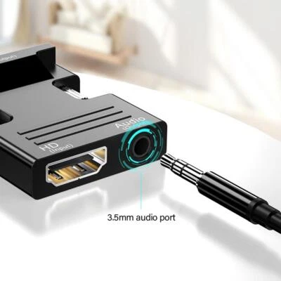 HDMI Female to VGA Male Converter with Audio Adapter Support Signal Output New` - Bild 1 von 4