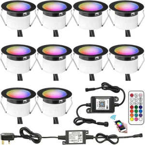 10Pcs 45mm LED Deck Light RGB+White Smart WIFI Controller with Remote For Step - Picture 1 of 12