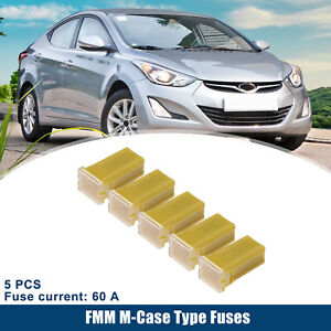 5 Pcs 60A Micro Cartridge Fuses Engine Inner FMM M-Case Type Fuses for Car