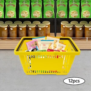 12PCS Shopping Baskets Retail Merchandise Supermarket Handles 28L - Picture 1 of 8