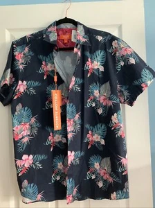 TALLIA Men's Button Shirt Blue Floral Hawaiian Short Sleeve Sz XXL - Picture 1 of 12