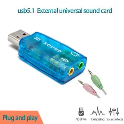 Stereo Headset 5.1 USB To 3.5mm Headphone Jack 3D Mic Adapter Card Au U8K2 - Image 1 of 4