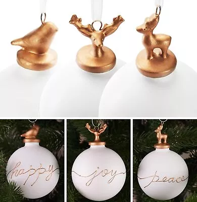 3 PZ Palle di Natale in Vetro Addobbi Albero di Natale 8cm Animali in Porcellana - Immagine 1 di 4