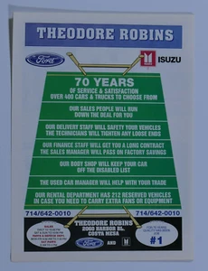 Theodore Robins Ford Costa Mesa California Regional VTG 1991 Original Print Ad - Picture 1 of 4
