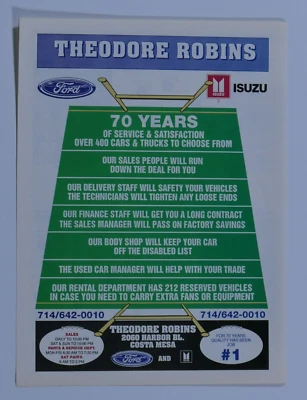 Theodore Robins Ford Costa Mesa California Regional VTG 1991 Original Print Ad - Image 1 of 4