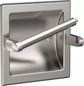 Brushed Nickel Recessed Toilet Paper Holder, Contemporary Hotel Style Pivoting i - Picture 1 of 12