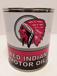 Vintage Red Indian Motor Oil Can 1 qt. - ( Re-pop Collectible ) - Picture 1 of 7